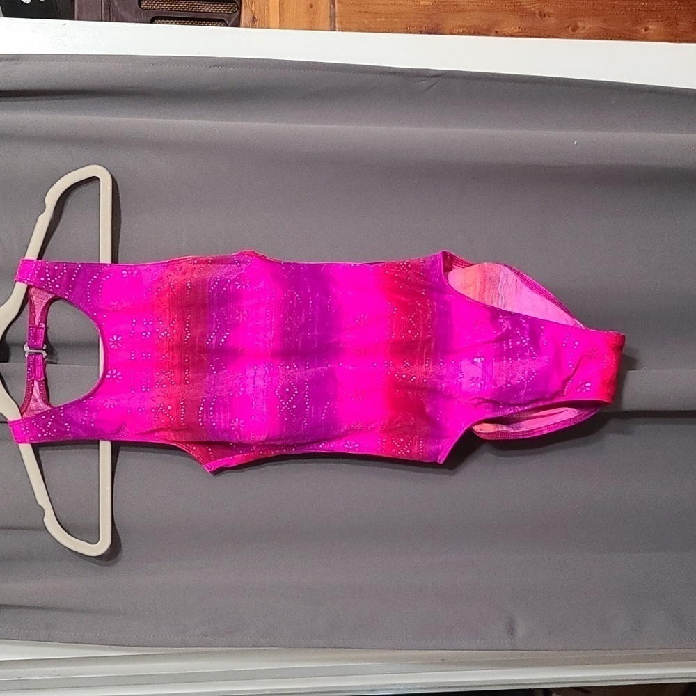Sessa Swimsuit One Piece Red Fuschia Purple Shimmery Dotted Design Sz 8 EUC READ